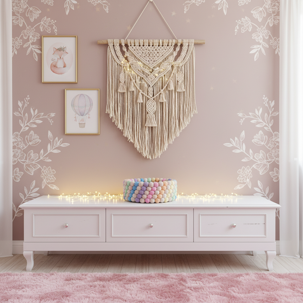 Corbeille licorne arc-en-ciel sur étagère chambre enfant décorée – CELAINEDECO