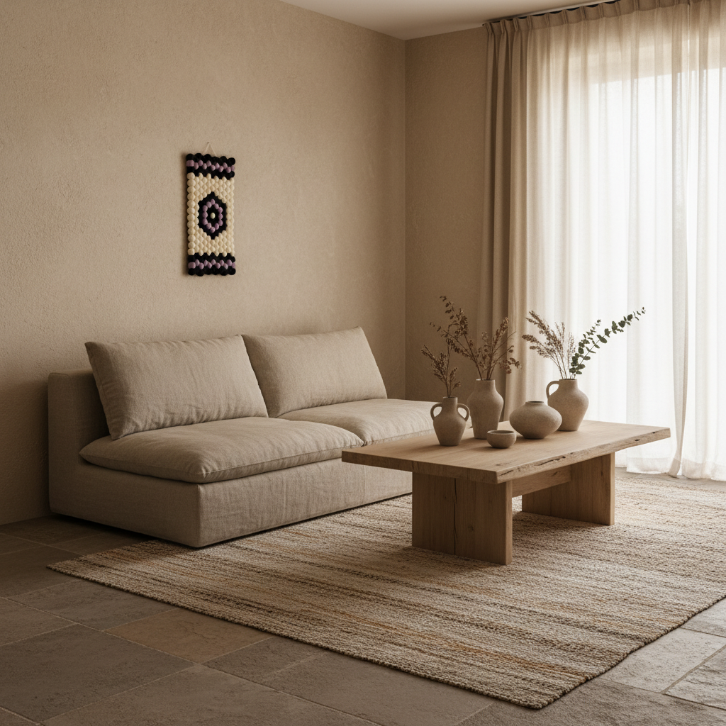 Tapisserie murale Kilim style wabi-sabi – ambiance naturelle et épurée – CELAINEDECO