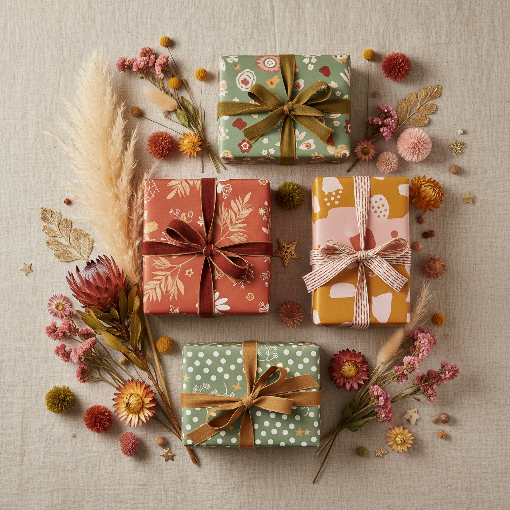 Carte cadeau CELAINEDECO – flat lay coloré boho, idée cadeau déco artisanale