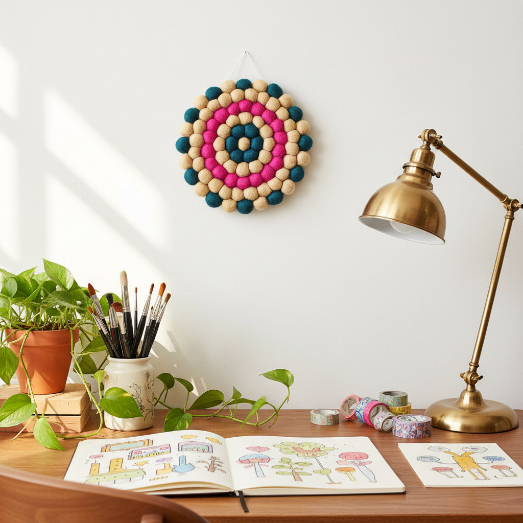 Tapisserie murale Vintage Bloom dans un bureau créatif – CELAINEDECO